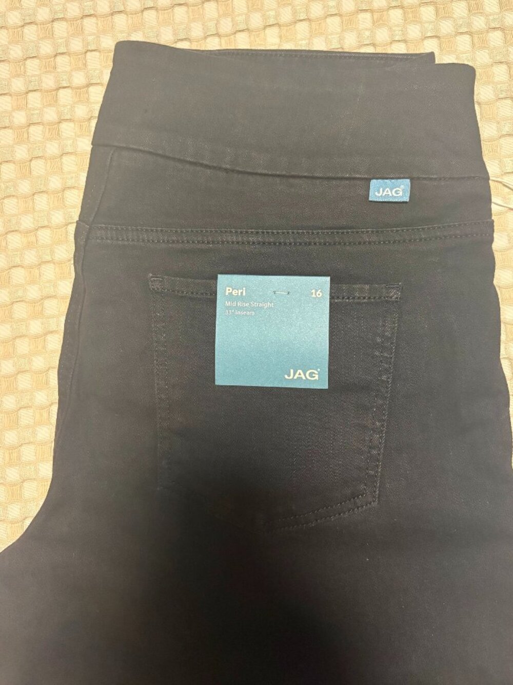 NWT Jag Peri Straight Leg black jeans with elastic waist size 16